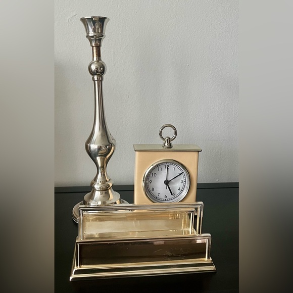 Metal Pottery Barn Bundle (Mail Organizer , Clock , Candle Holder ) - Picture 2 of 11